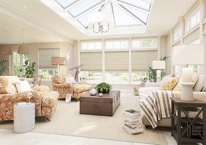 Florence Faux Suede, Stone - Motorised Roman Blind - Image 6